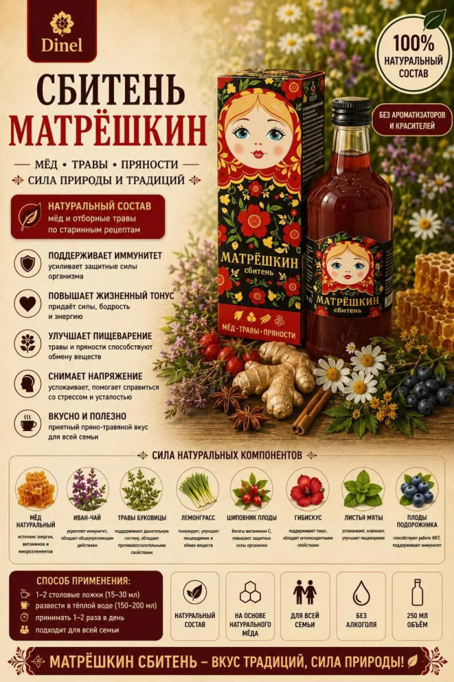 Сбитень Матрёшкин, 250мл  в Рубцовске