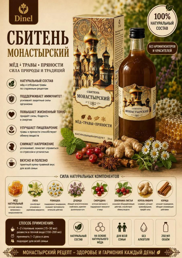 №2 Сбитень Монастырский, 250мл  в Рубцовске